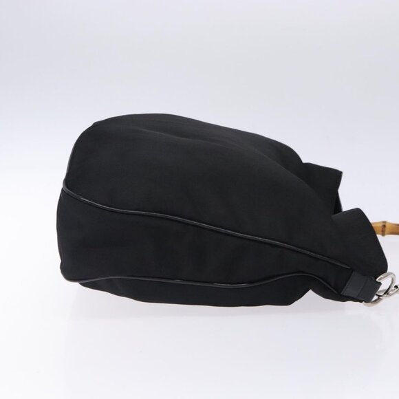 GUCCI Bamboo Hand Bag Nylon Black Silver - Picture 4 of 15
